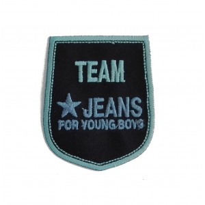 Shield Iron-on Embroidery Sticker - Team Jeans - Color Blue and Light Blue
